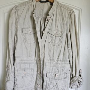 Eddie Bauer Tan Linen Utility Jacket-Size L